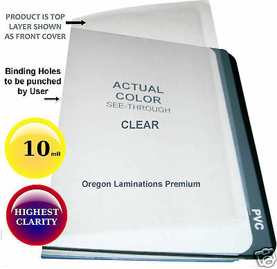 10 Mil Clear Report Covers 8-1/2 X 11 [100] Plastic Binding Sheets Unpunched