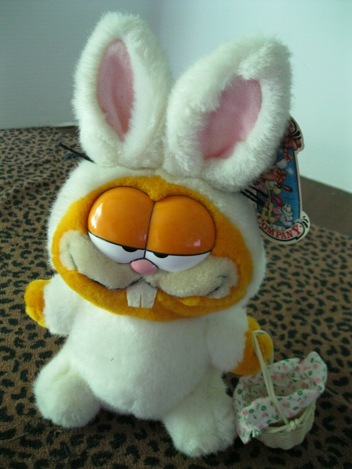 Garfield Vintage Plush 12" "easter Bunny" With Egg Basket By Dakin Tag