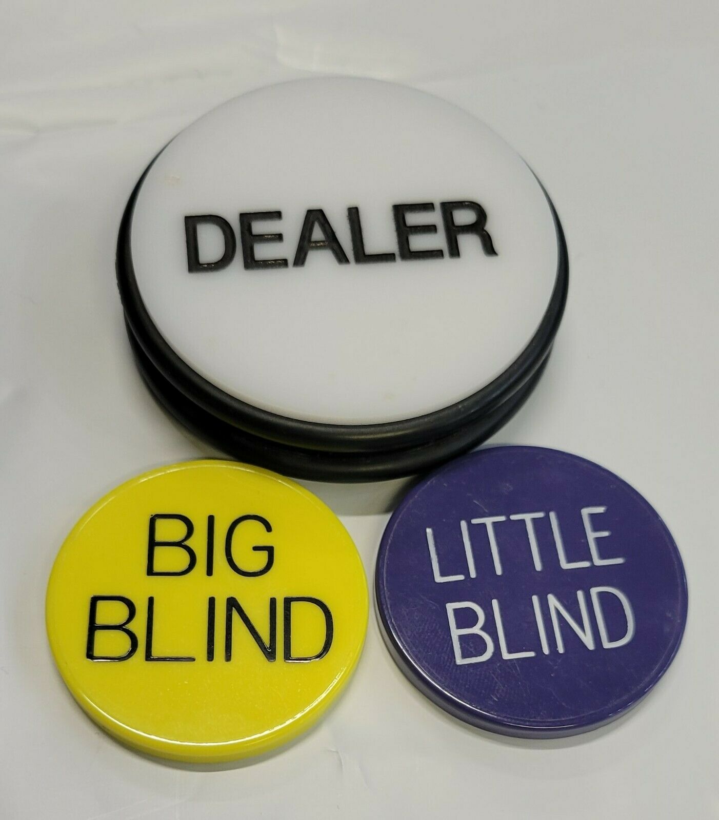 Double-sided Dealer Button 3" (casino Grade) W/ Little Blind & Big Blind Buttons