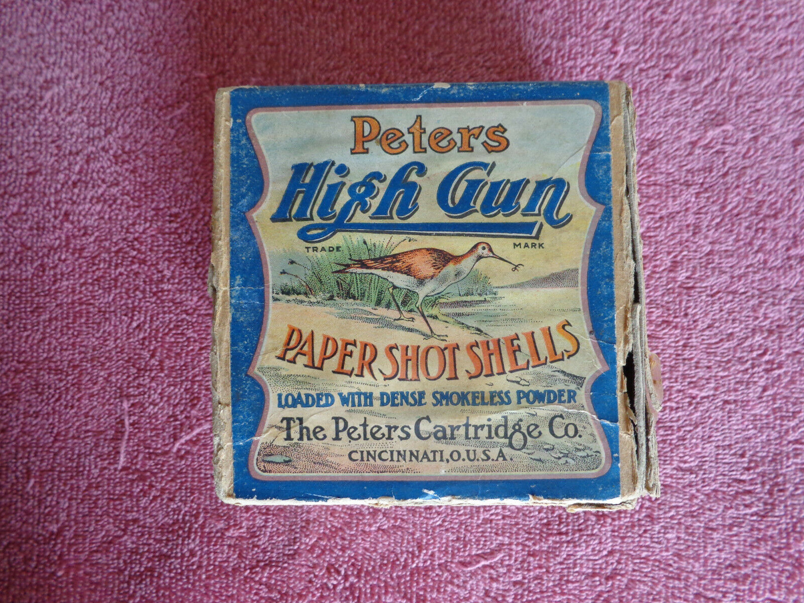 Vintage, Rare, Peters 12 Gauge High Gun Two Piece Empty Shot Gun Shell Box,rare!