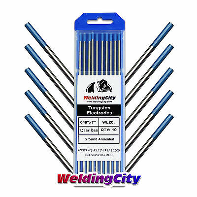 Weldingcity® 10-pk Tig Welding Tungsten Electrode 2% Lanthanated Blue .040x7" Us
