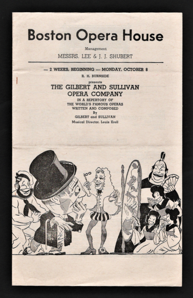 Beverly Sills "pirates Of Penzance" Gilbert And Sullivan 1945 Boston Playbill