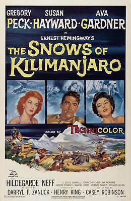 The Snows Of Kilimanjaro Movie Poster 27x40 B Gregory Peck Susan Hayward Ava