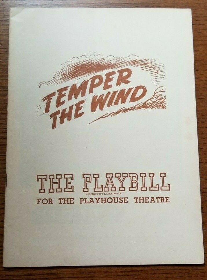 Temper The Wind Blanche Yurka/herbert Berghof 1947 Playbill