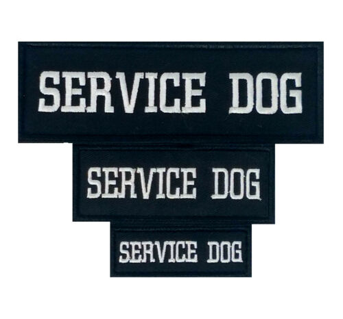 White Embroidered Service Dog Patch Label Tag For Dog Harness Collar Vest