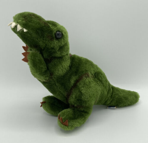Vtg 1980 R. Dankin T Rex Green Dinosaur Plush Nut Shell Filled Stuff Toy