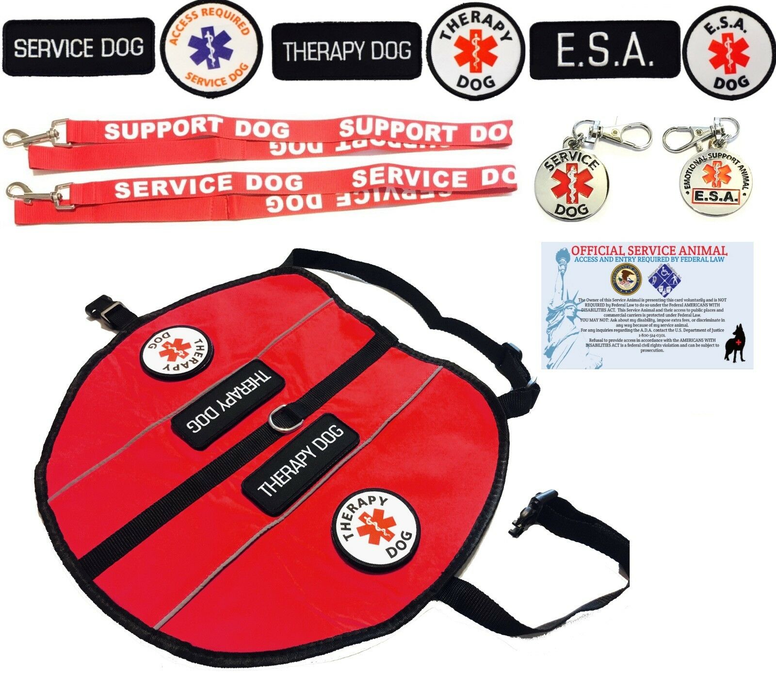 Service Dog - Support Dog - Therapy Dog Vest Harness Patches All Access Canine™