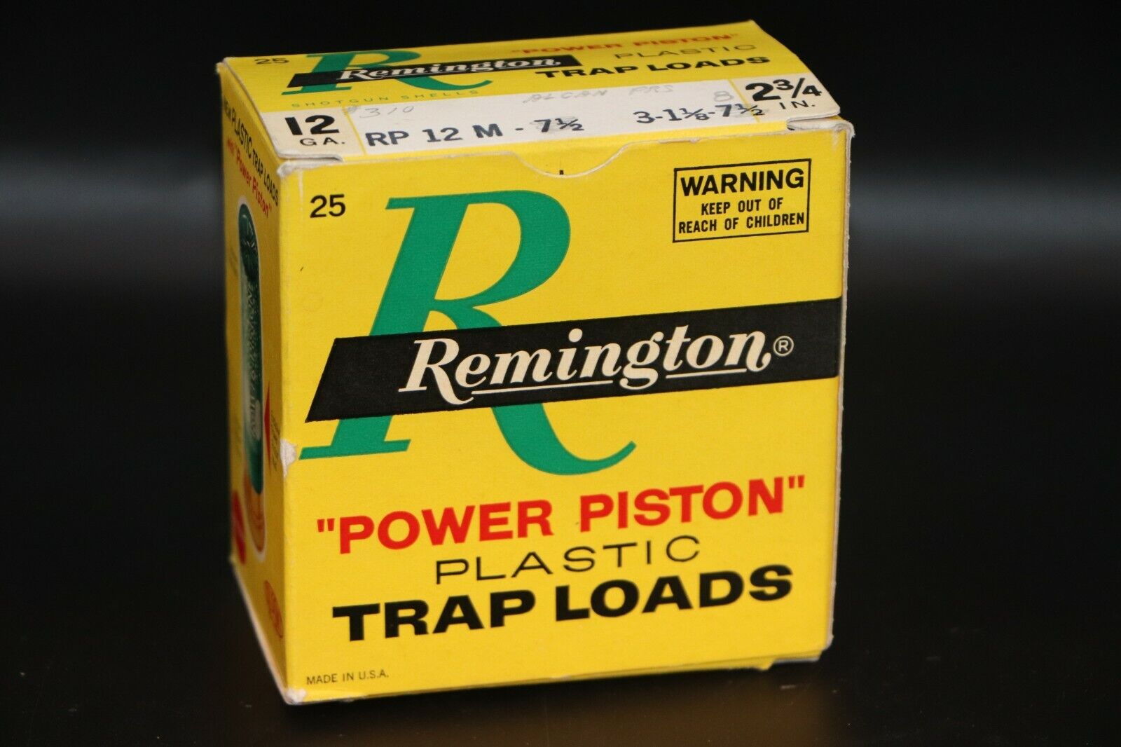 Remington Power Piston Trap Loads 12 Gauge Shotgun Shell Box - Empty