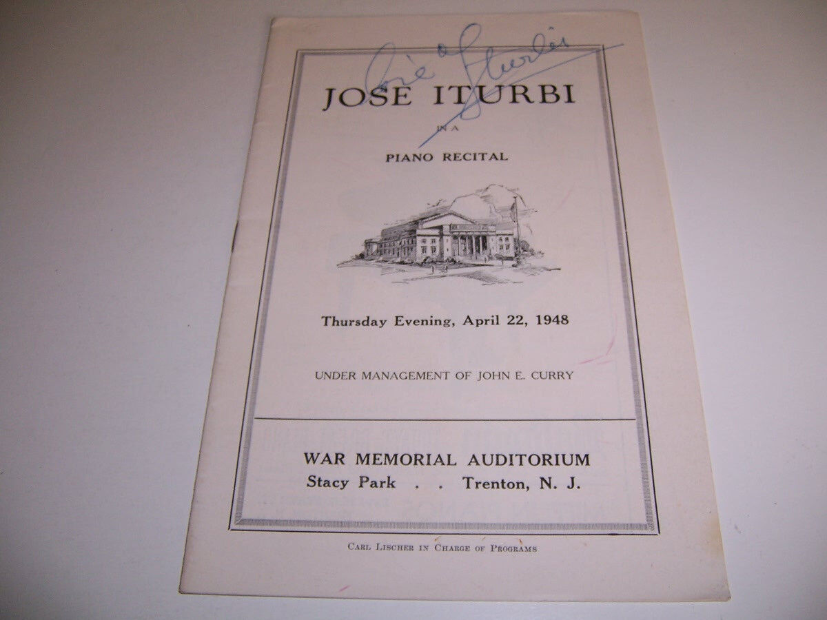 1948 Autographed Jose Iturbi Playbill Program - Piano Recital - Stacy Park