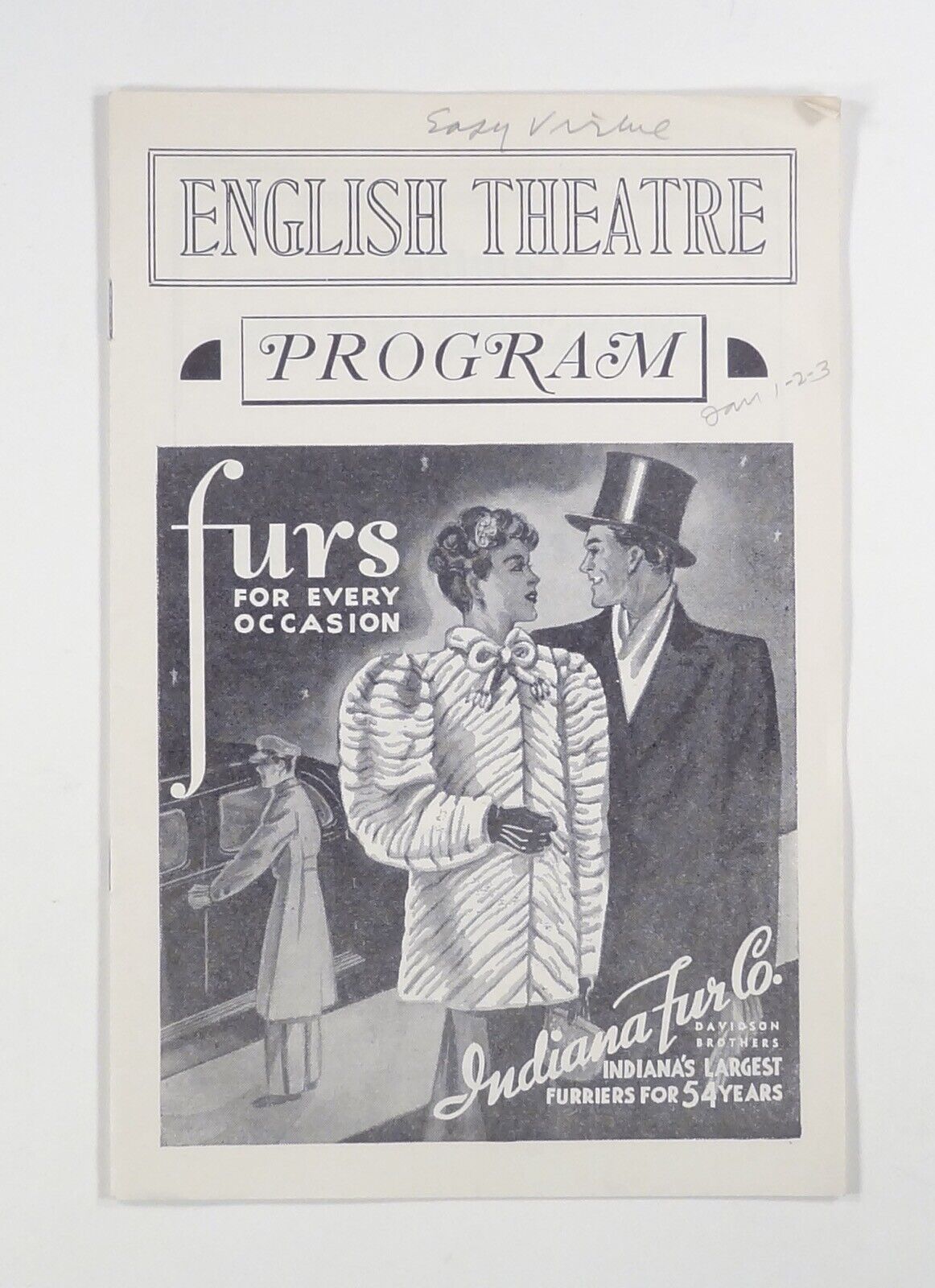 1940? Playbill "easy Virtue" Noel Coward Constance Bennett English Theatre {a}