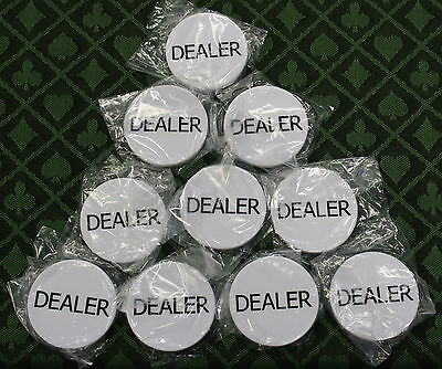 Lot Of 10 Dealer Pucks Casino Quality Dealer Buttons White 2 Inches