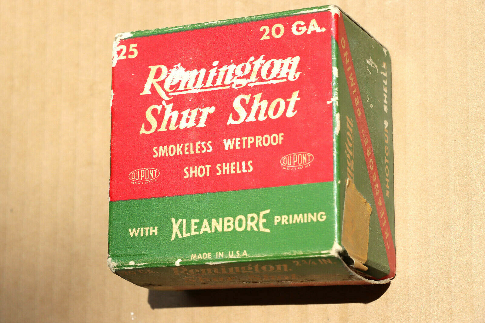 Remington Shur Shot 20 Gauge Empty Shotgun Shell Box, No Blown Patterns