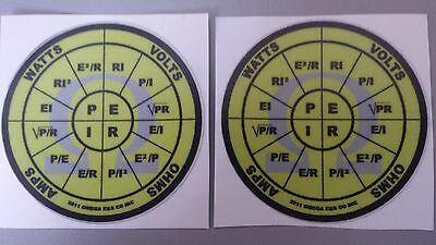 (2) Ohms Law Stickers Decals Peir Wheel Omega