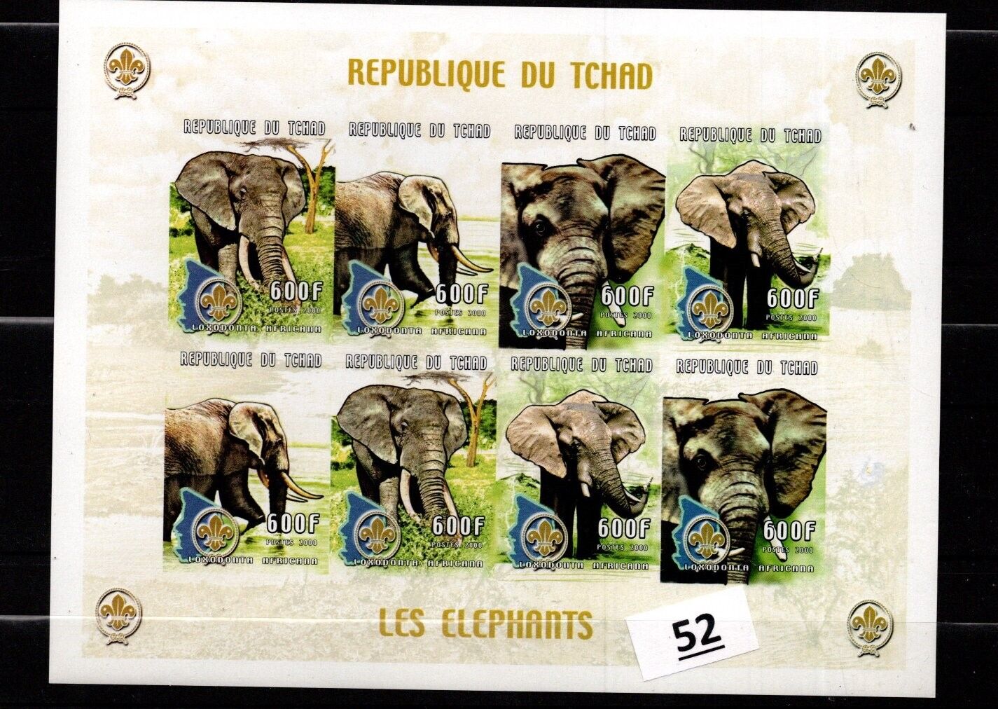/ Chad - Mnh - Imperf - Nature - Wild Animals - Elephants - Scouts - 2000
