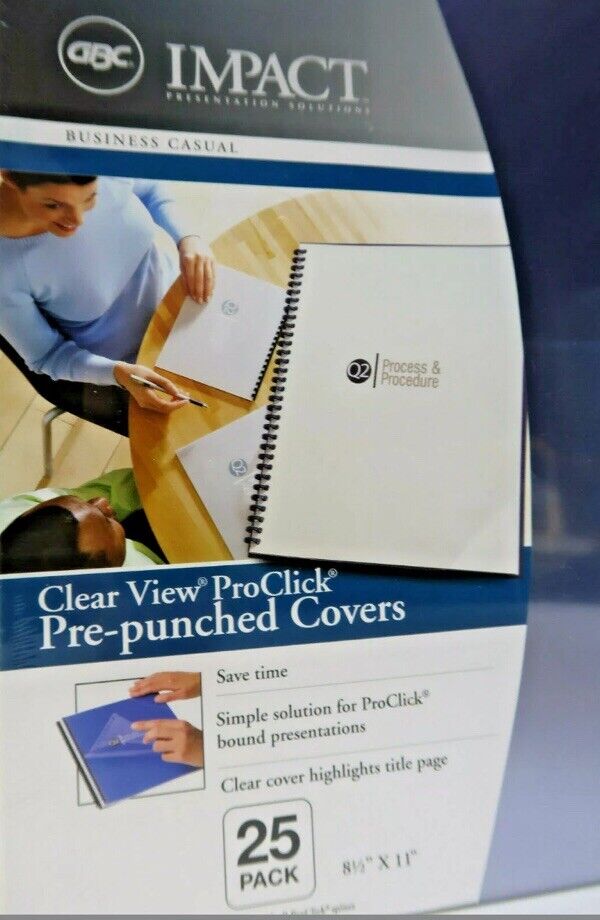 Gbc Impact Proclick Pre-punched Presentation Covers 11 X 8-1/2 Clear 25/pack