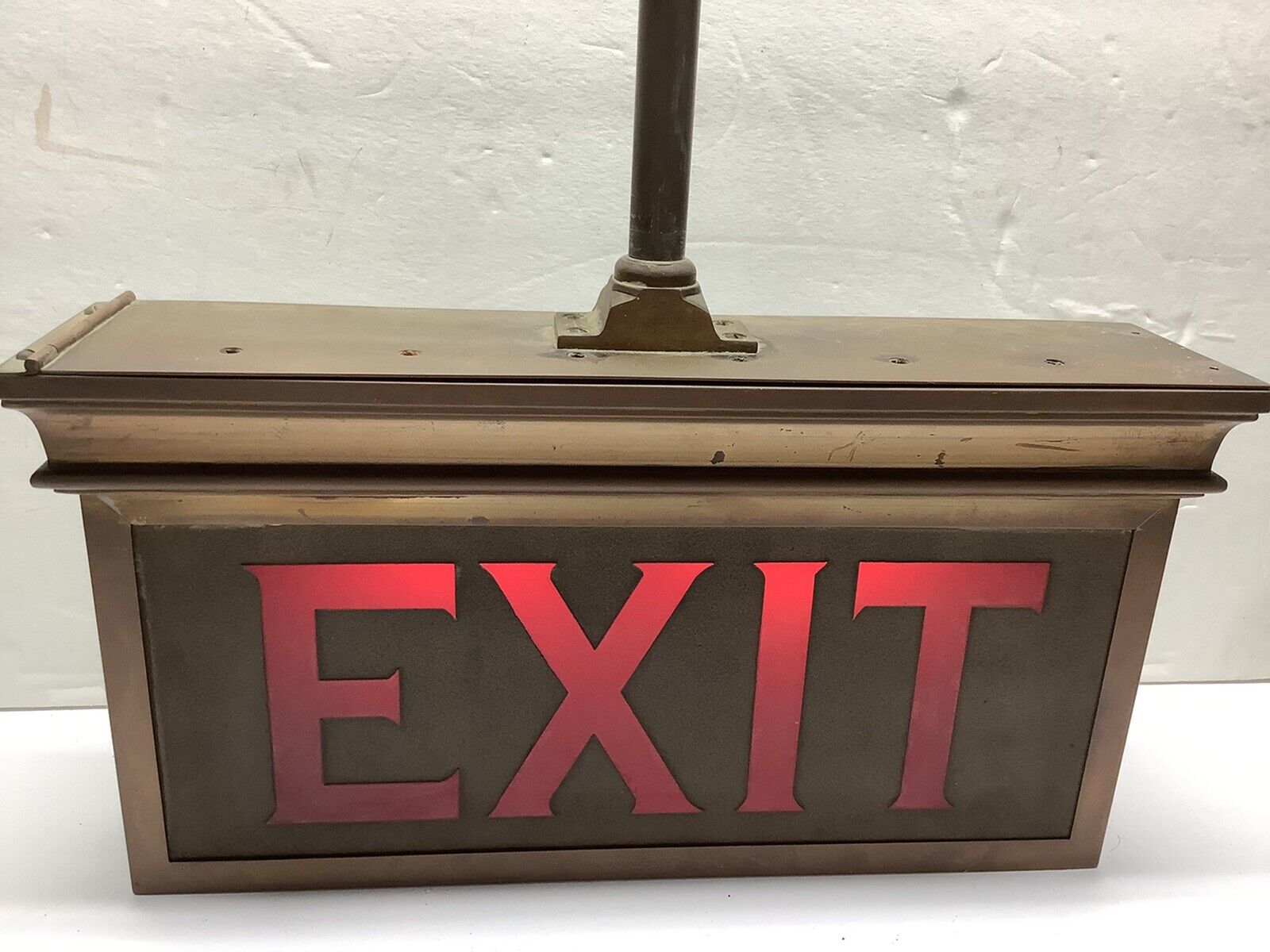 Antique Bronze Lighted Exit Sign. Fabulous Working Condition!