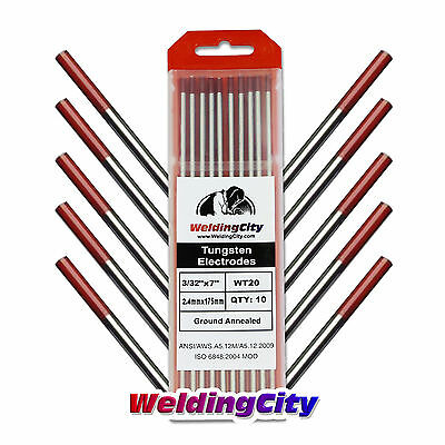 Weldingcity® 10-pk Tig Welding Tungsten Electrode 2% Thoriated (red) 3/32x7" Usa