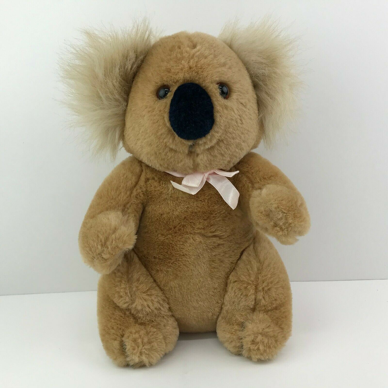 Vintage Dakin 1987 Tan Koala Bear Plush Stuffed Animal Toy With Pink Bow 10"