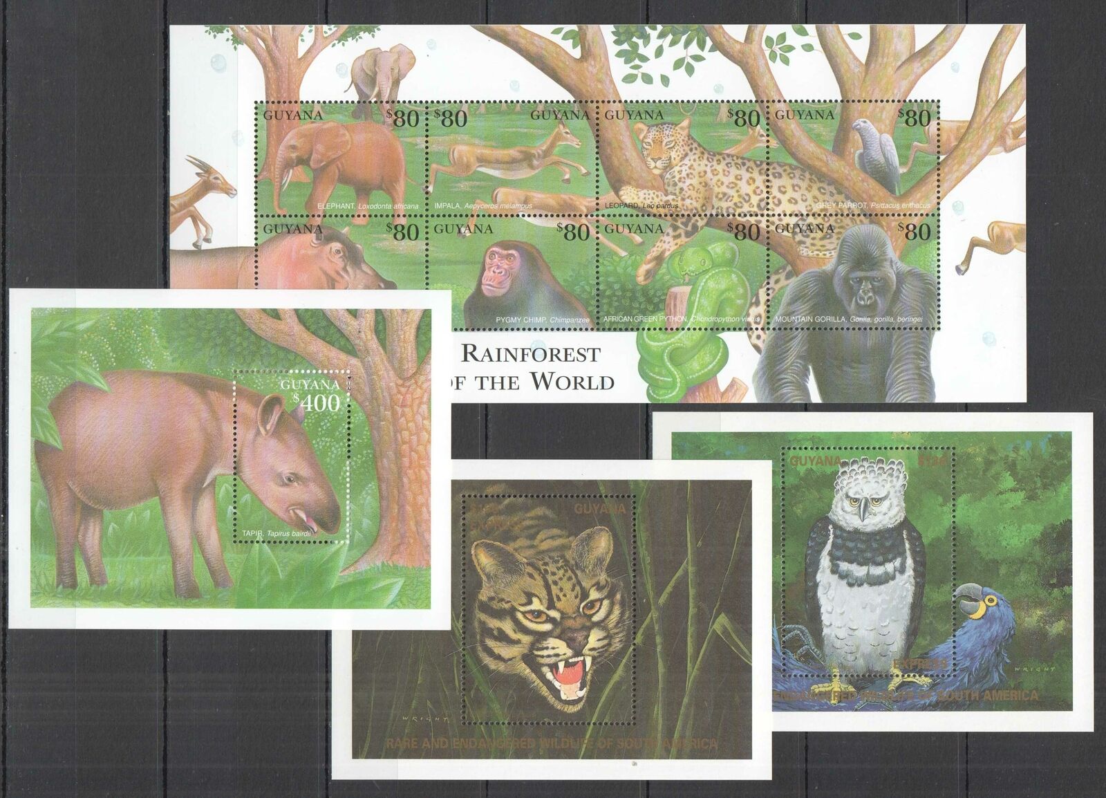 H0555 Guyana Wild Animals Of The World Tropical Rainforest Fauna 1kb+3bl Mnh