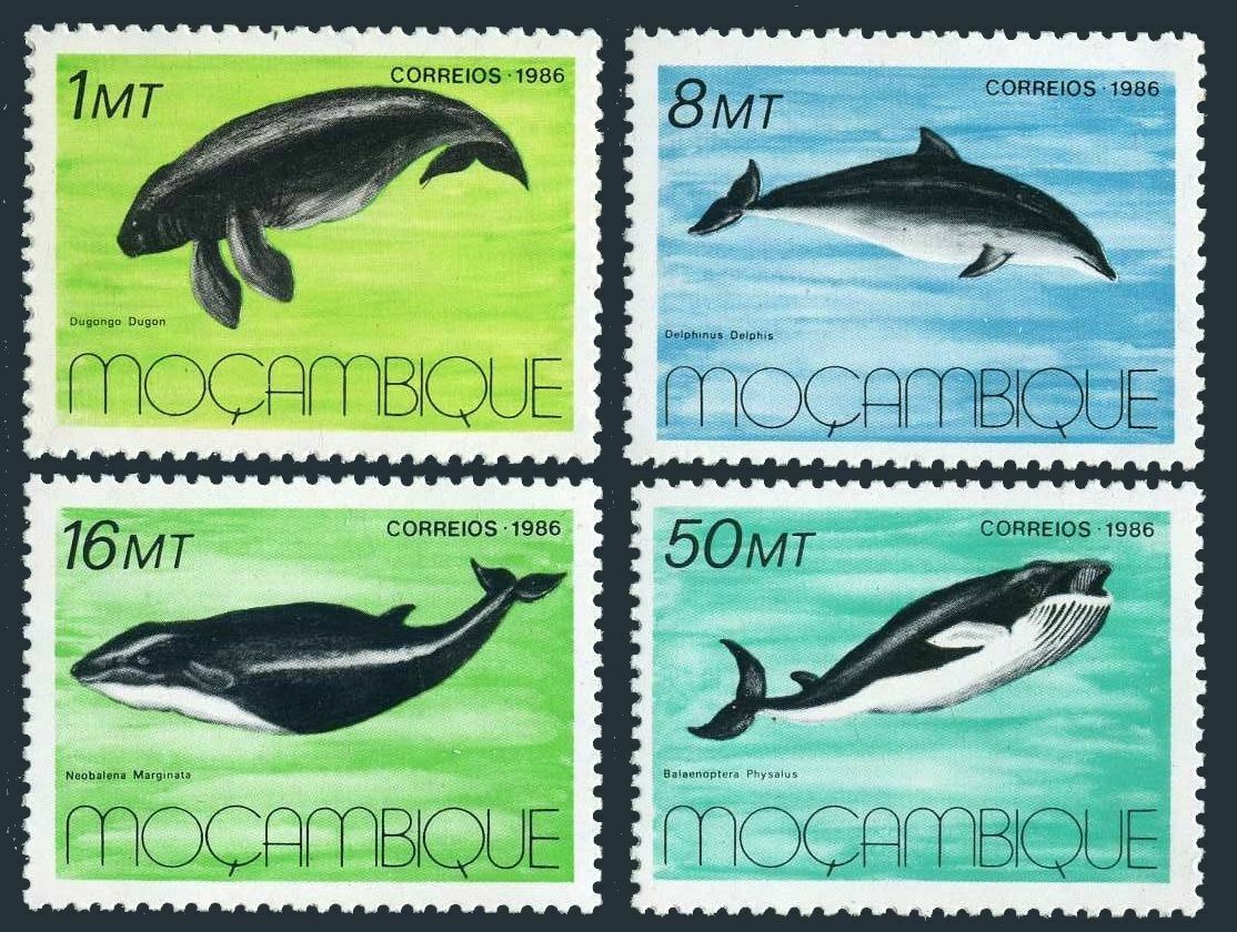 Mozambique 995-998,mnh.michel 1066-1069. Marine Mammals 1986.dugongo Dugon,