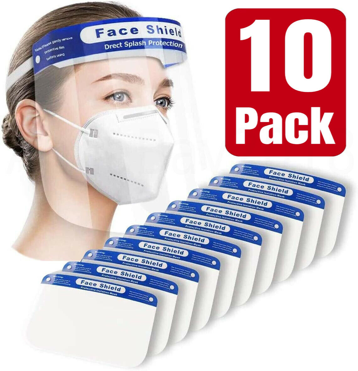 10-pack Face Shield Reusable Washable Protection Cover Face Mask Anti-splash Usa