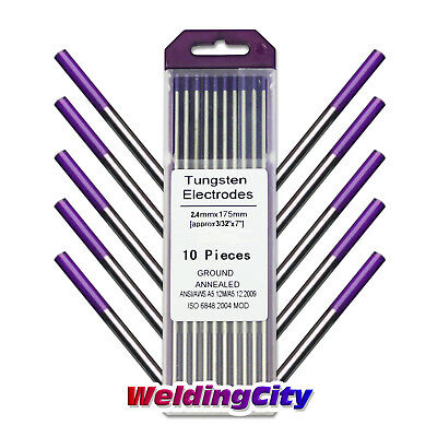 Weldingcity 10-pk Tig Welding Tungsten Tri-element Non-radioactive Purple 3/32x7