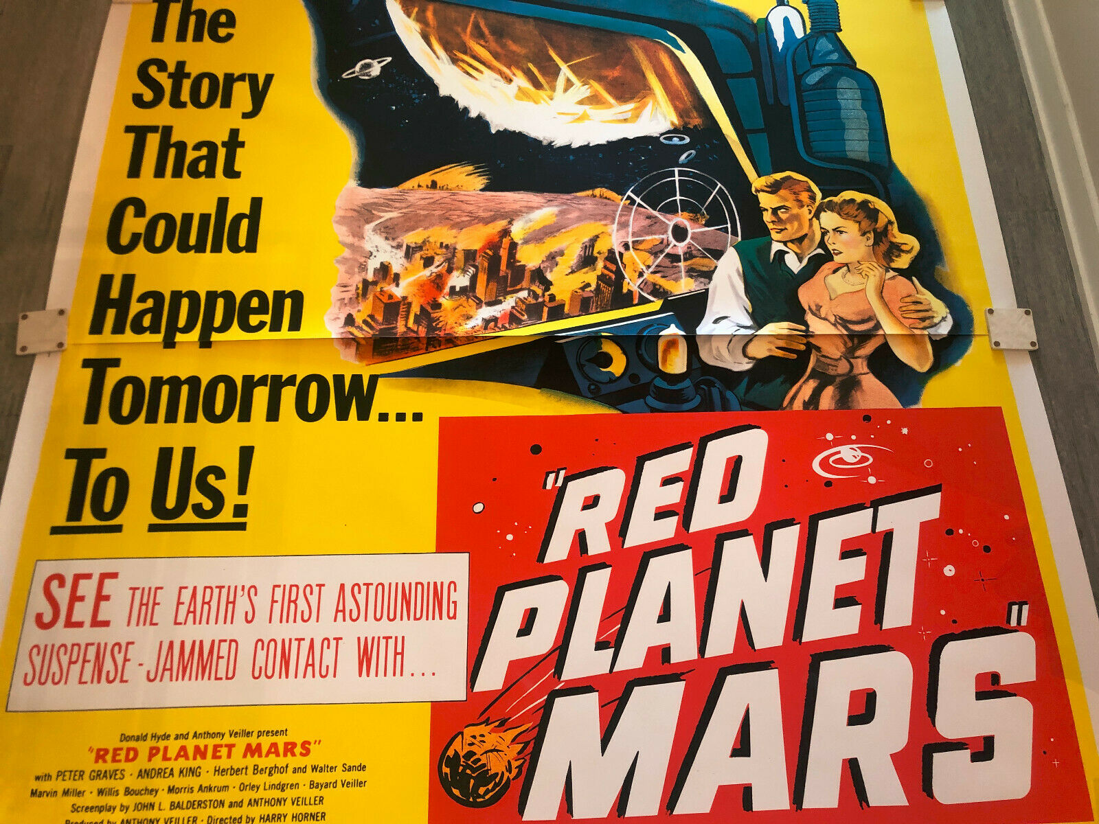 Red Planet Mars 6-sheet 1952 Sci-fi Poster Rare Atomic Age Horror Peter Graves