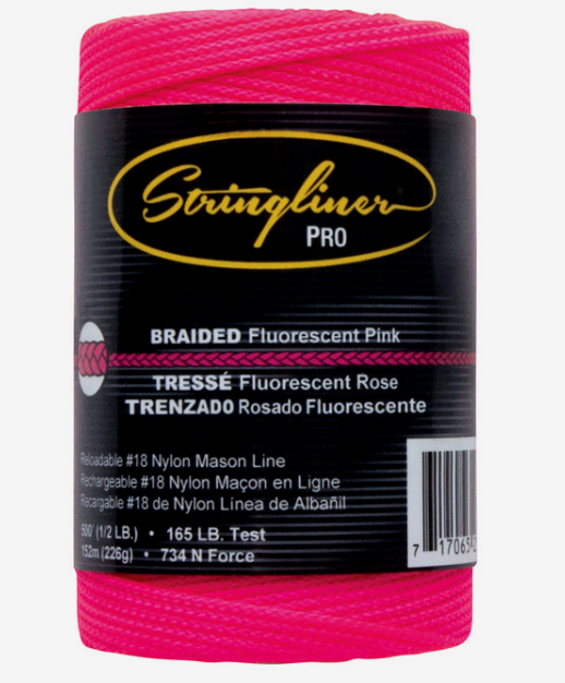 Stringliner Pro Pink Braided Chalk Line Refill 500' L 165 Lb #18 Nylon 35462 New