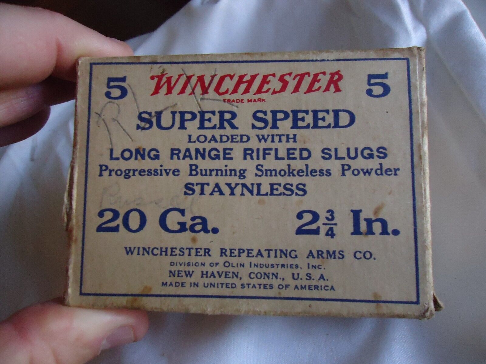 Antique Vintage Winchester Super Speed 20 Ga Rifled Slugs Empty Box