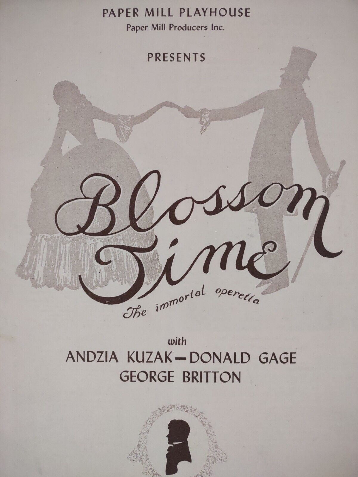 Paper Mill Playhouse 1940s Playbill Blossom Time