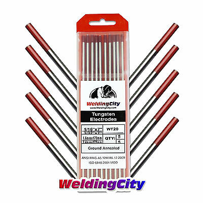 Weldingcity® 10-pk Tig Welding Tungsten Electrode 2% Thoriated Red 1/16-3/32"x7"