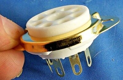 Tube Socket #2 - 8 Pin Octal Preimun Ceramic - Chassis Mount - Gold Plated