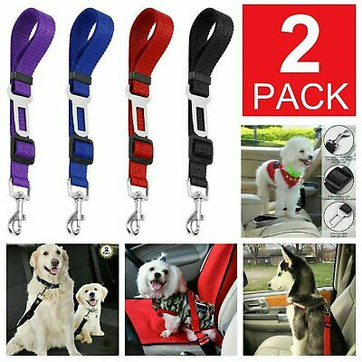 2 Pack Cat Dog Pet Safety Seat Belt Clip For Car Vehicle Adjustable Harness Lead