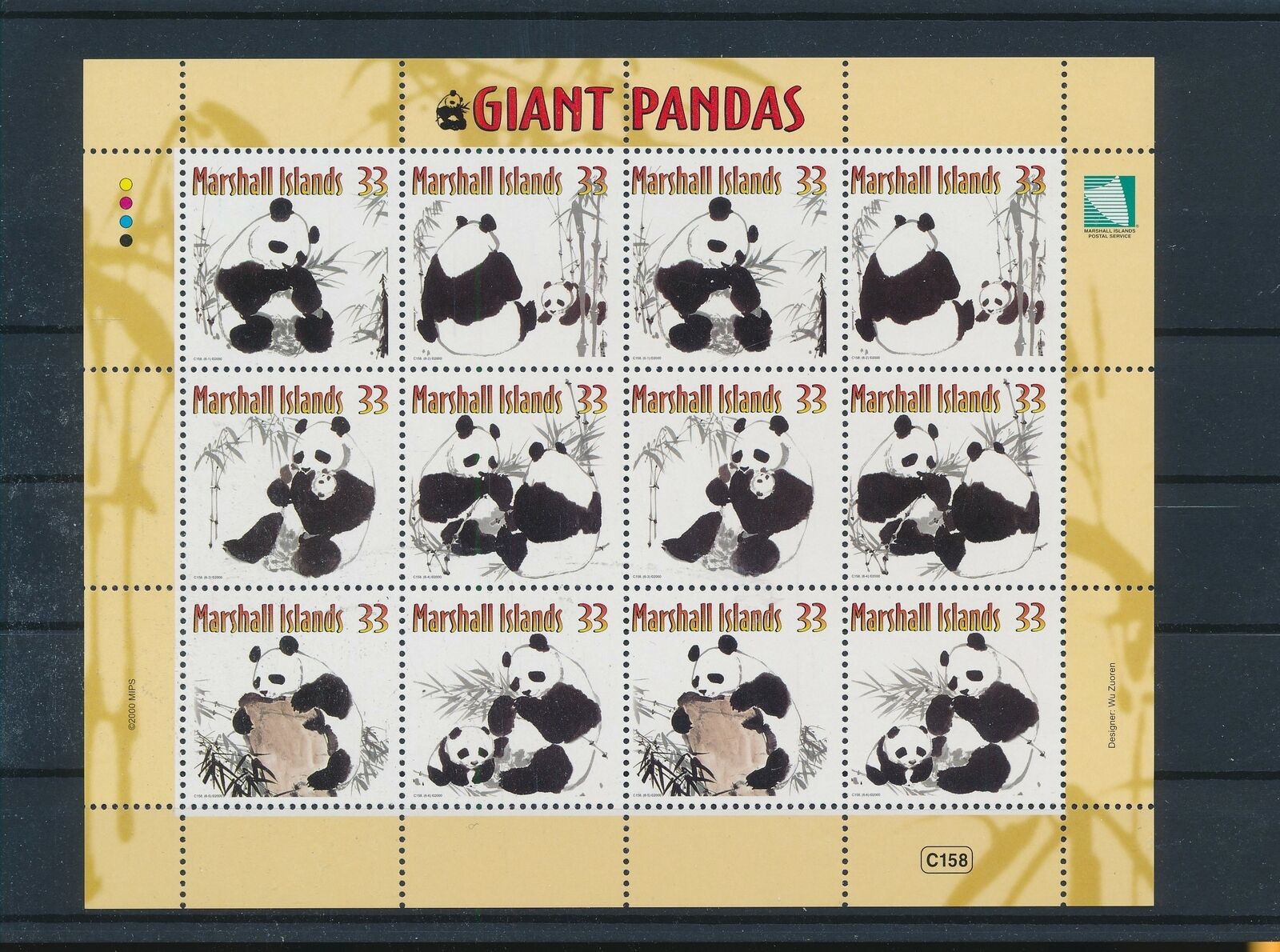 Lo44448 Marshall Islands Giant Panda Bears Wildlife Good Sheet Mnh