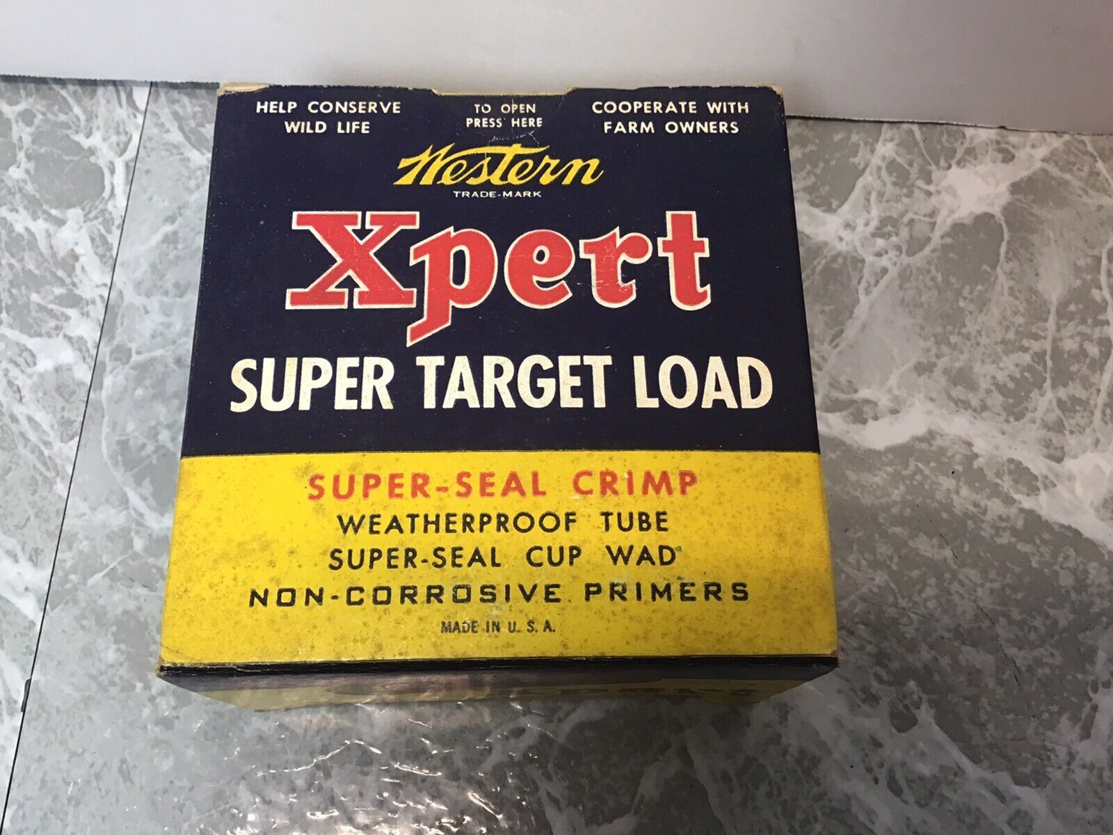 Vintage Western Xpert Super Target Load Empty Shotgun Shell Box 12ga