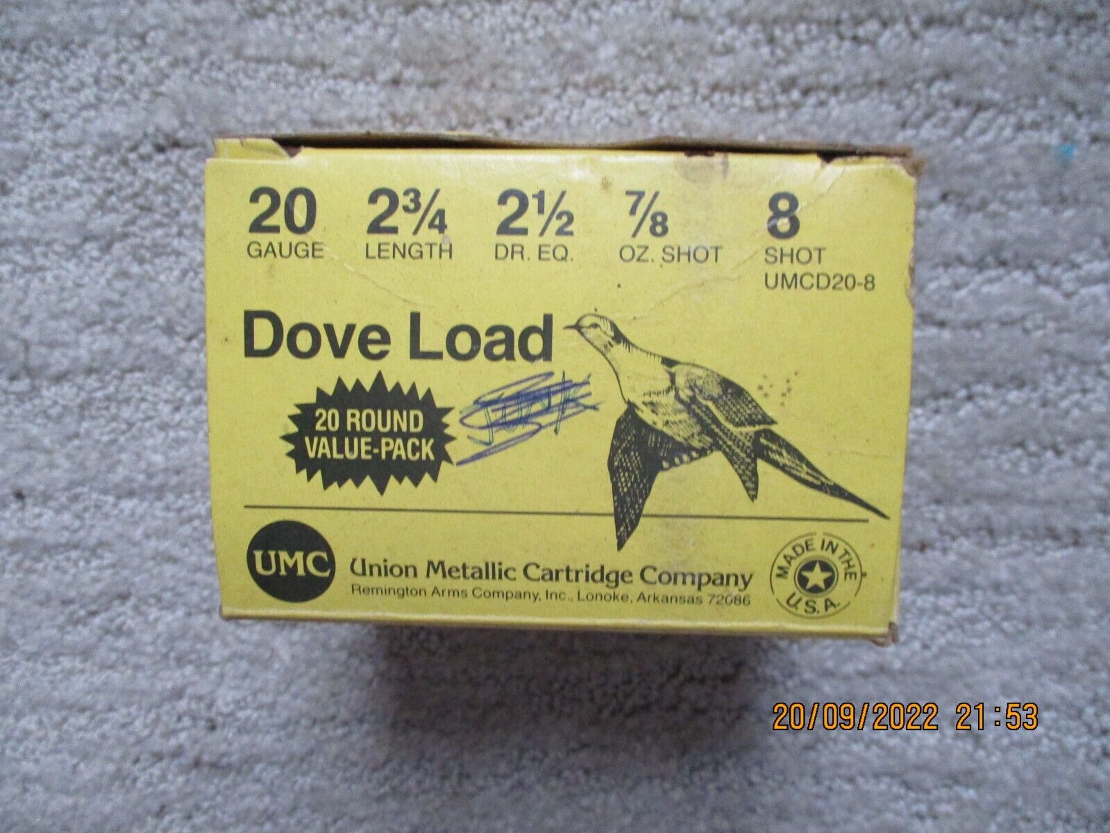 Umc Dove Load 20 Guage Empty Box