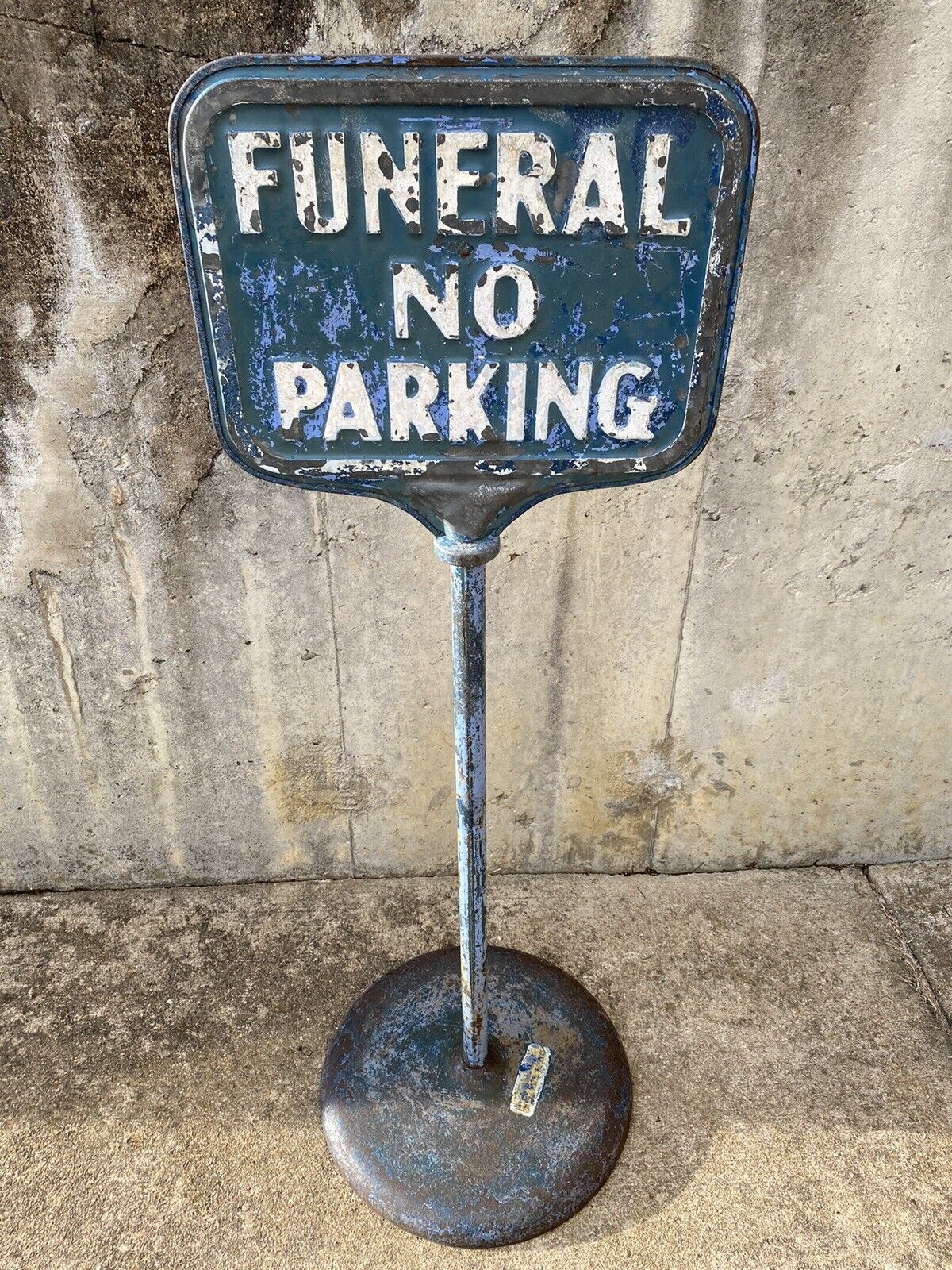 Vintage Antique Cast Iron Funeral Home No Parking Double Sided Sign Mortuary