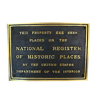 National Register Of Historic Places Wall Plaque Solid Brass Old Building Sign
