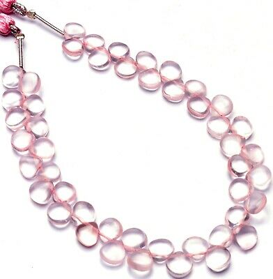Natural Gem Rose Quartz 6.5mm Approx. Size Smooth Heart Shape Beads 9" Strand