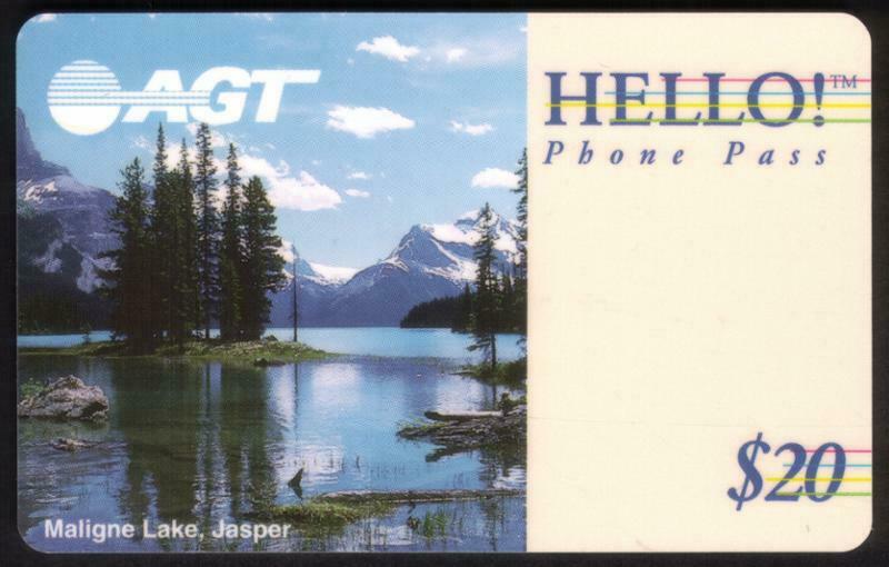 $20. 'hello!' Maligne Lake, Jasper (english) Phone Card
