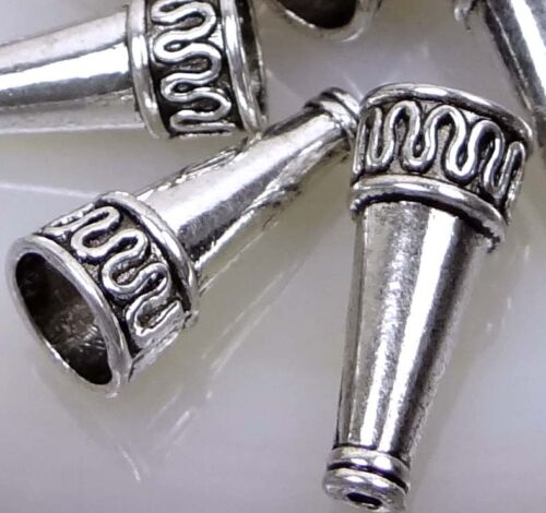 10 Antique Silver Pewter Cone Beads Caps 21x10mm
