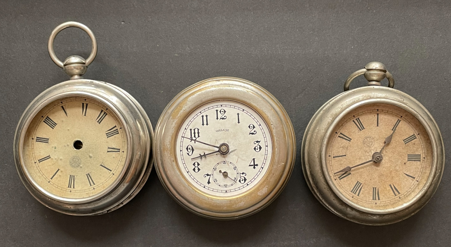 Lot Of 3 New Haven And Welch Antique Car Clocks Parts/repair Case Movement Dial