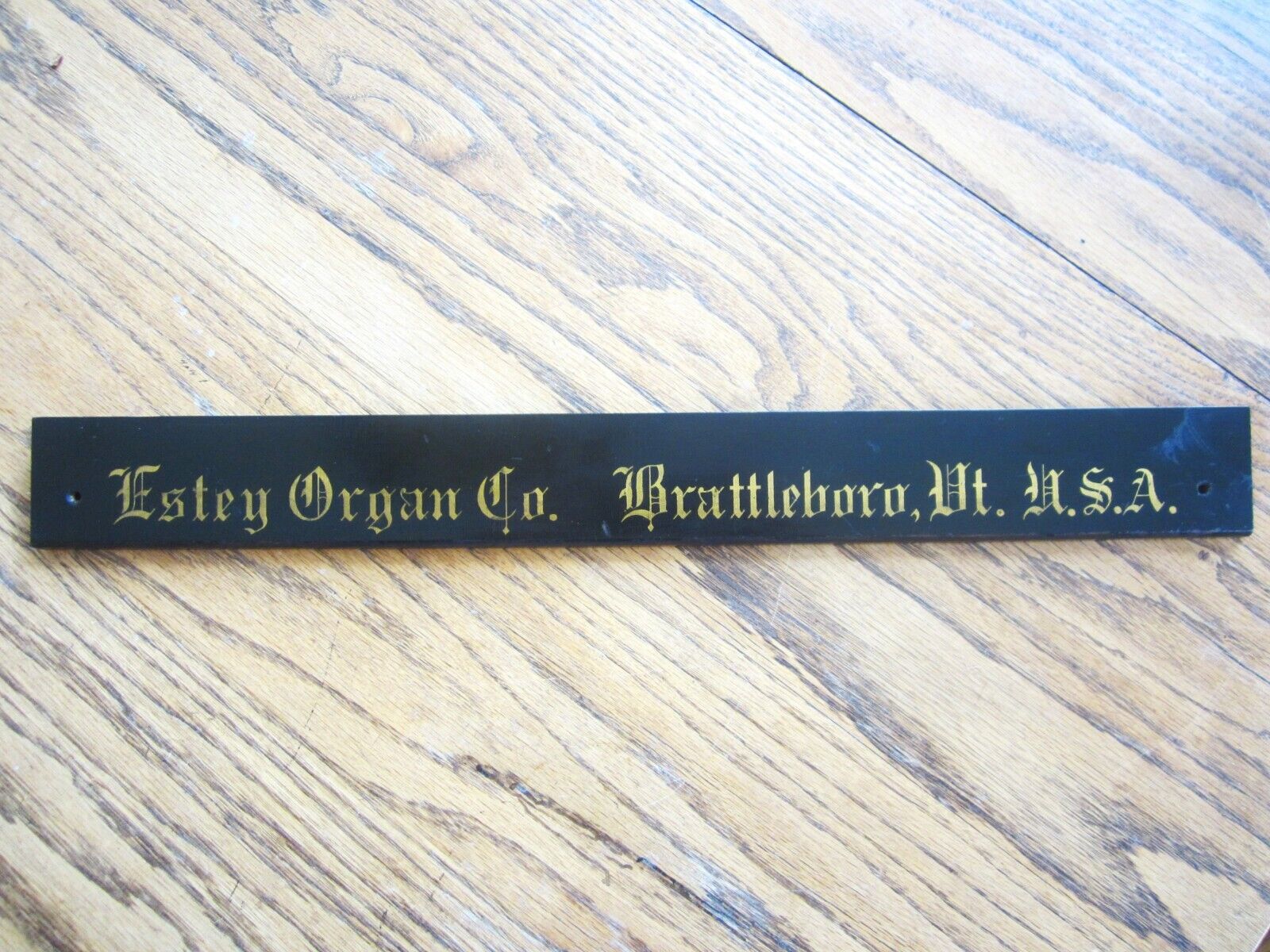 Estey Organ Brattleboro Vt Wood Gold Gilt Sign Victorian Maker Plaque Name Plate